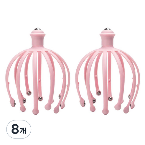 해피위더스 핸디 두피 머리 문어발 지압기 마사지기 12B, 핑크, 8개