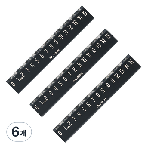 델리 누사인 ABS 자 15cm ENS096, 블랙, 6개