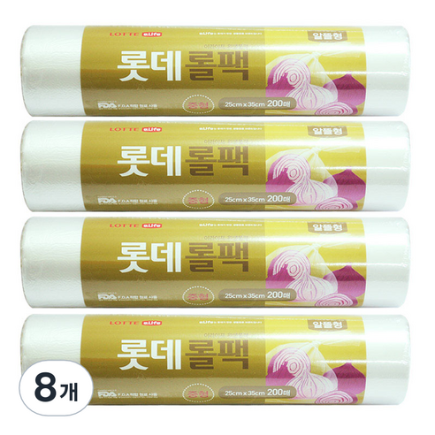 롯데이라이프 일회용 위생롤팩 알뜰형 중 200p, 8개