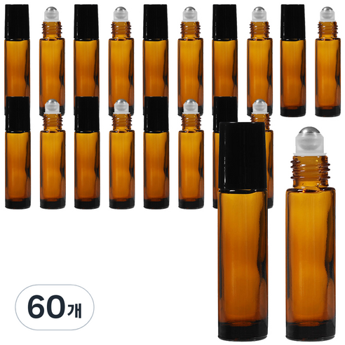 롤온 향수 공병 10ml, 블랙(캡) + 브라운(용기), 60개