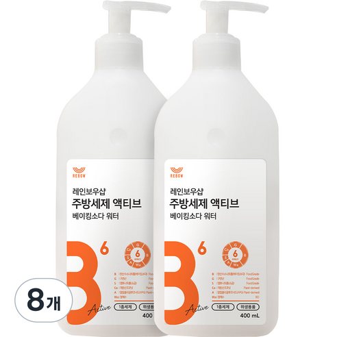 레인보우샵 주방세제 액티브 베이킹소다 워터, 8개, 400ml