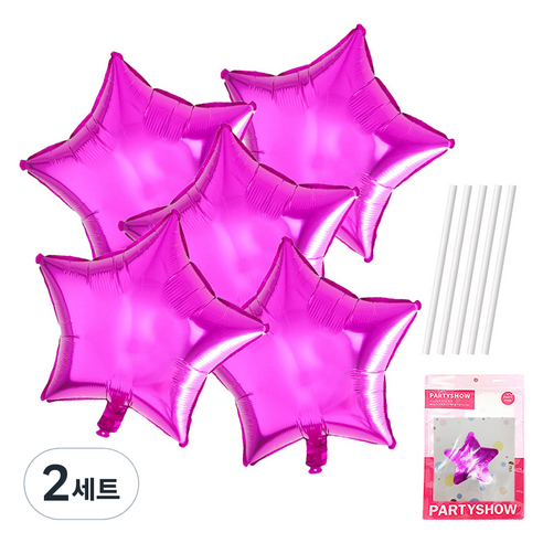 파티쇼 별 은박 풍선 45cm 5p + 빨대 5p 세트, 푸치샤(풍선), 2세트
