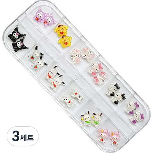 귀요미 네일파츠 세트 KN-P1049, 혼합색상, 3세트