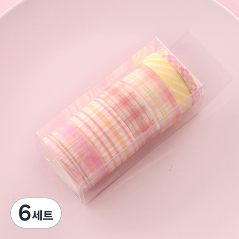 해피제이 다꾸 벽꾸미기 파스텔 체크 마스킹테이프 6종 세트, 6세트, 4 오렌지