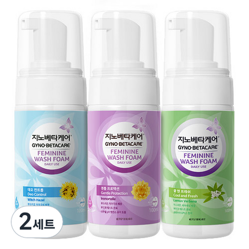 지노베타케어 페미닌 워시 폼 데일리 유즈 여성청결제 젠틀 프로텍션 100ml + 데오 컨트롤 100ml + 쿨 앤 프레쉬 100ml 세트, 2세트
