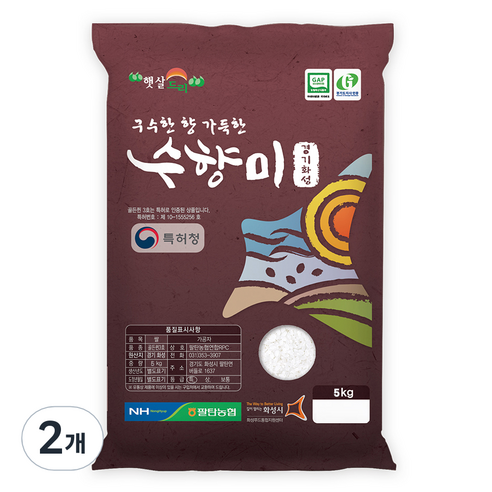 팔탄농협 GAP 인증 수향미 쌀, 특등급, 5kg, 2개