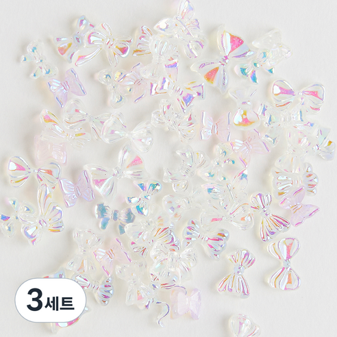 로나우디 고급 대용량 오로라 리본 앤 나비 네일파츠 L02012, 3세트, 랜덤발송