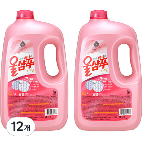 울샴푸 오리지널 중성세제 울세제 본품, 3L, 12개
