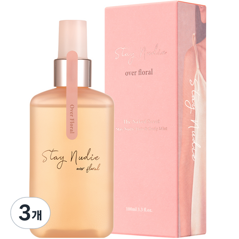 바디홀릭 스테이누디 헤어&바디미스트 오버 플로럴, 100ml, 3개