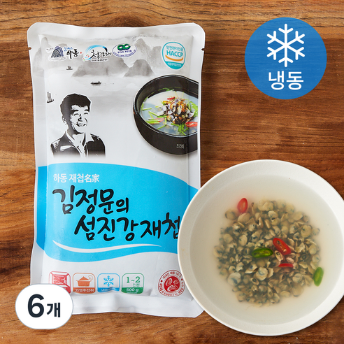 김정문 하동 재첩 섬진강 재첩국 1~2인분 (냉동), 500g, 6개