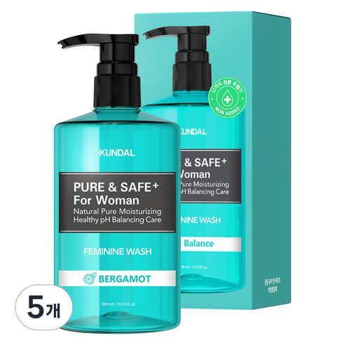 쿤달 퓨어 앤 세이프 여성청결제 베르가못향, 300ml, 5개