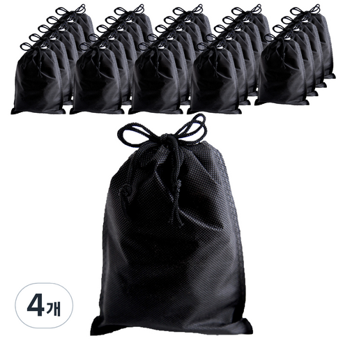 부직포 복주머니 더스트백 16 x 25 cm 25p, 블랙, 4개