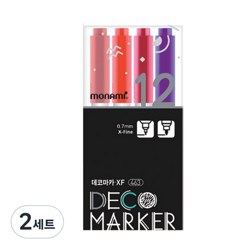 모나미 데코마카 463 가는닙 B세트, 12색, 2세트