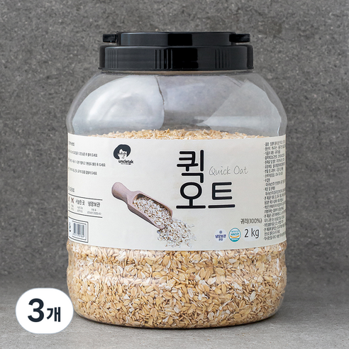 엉클탁 고소한 퀵 오트밀, 2kg, 3개