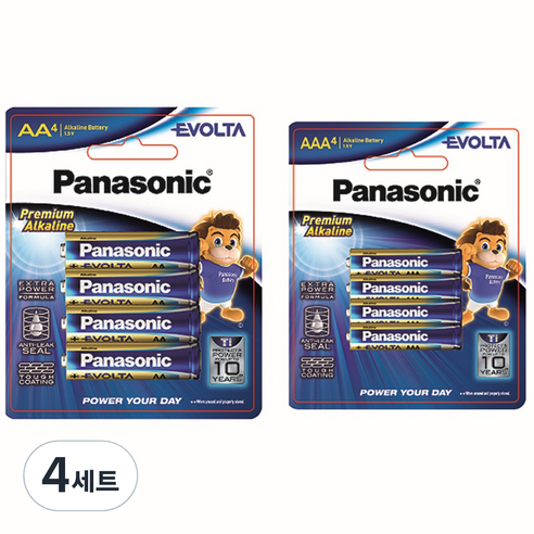 파나소닉 프리미엄 알카라인 건전지 에볼타 AA 4p + AAA 4p 세트, 4세트
