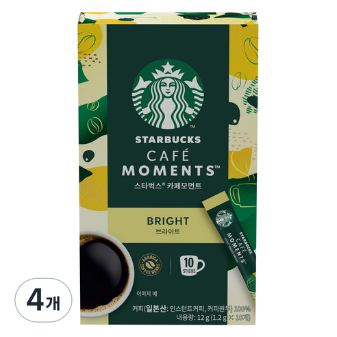스타벅스 카페모먼트 브라이트 커피, 1.2g, 10개입, 4개