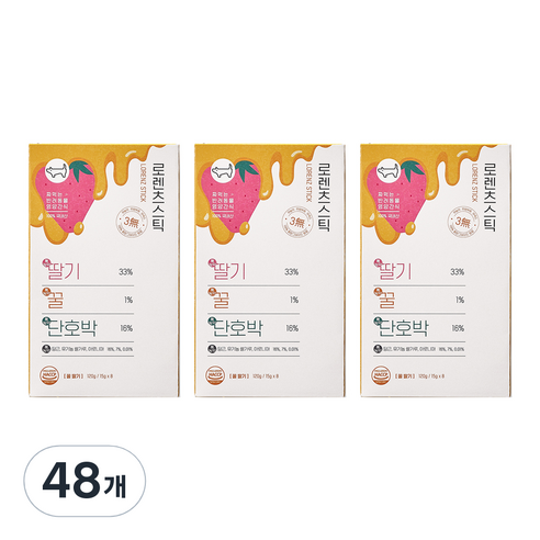로렌츠 반려동물 스틱 짜먹는 간식, 딸기 + 꿀 + 단호박 혼합맛, 15g, 48개