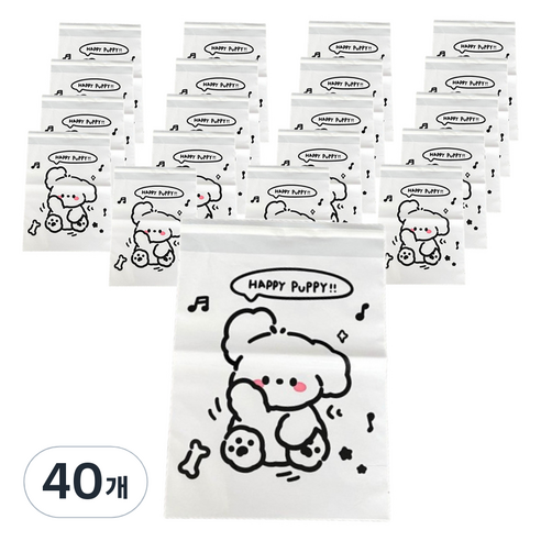 올하이 다용도 선물 포장 귀여운 캐릭터 포장봉투, 40개, 화이트