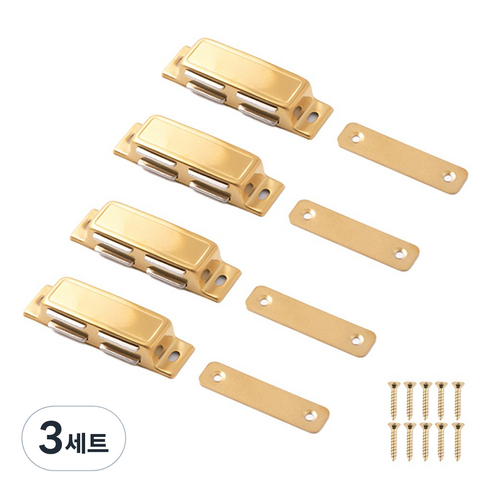 철물대장 스텐 자석 파워 빠찌링 4p 세트 골드, 3세트