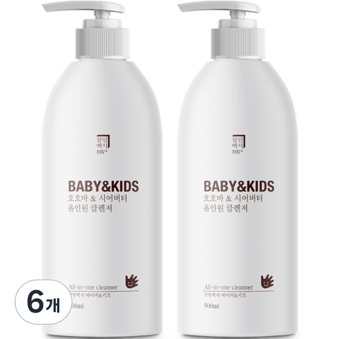 살림백서 베이비 앤 키즈 호호바 시어버터 올인원 클렌저, 500ml, 6개
