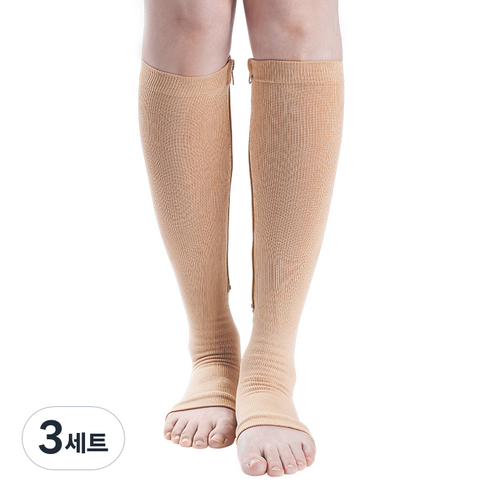 바디공식 5단 압박 지퍼형 종아리스타킹, 3세트