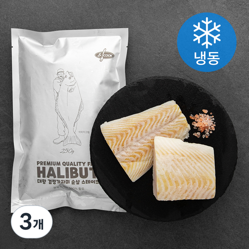 앤쿡 대왕 검정가자미 순살 스테이크 (냉동), 250g, 3개
