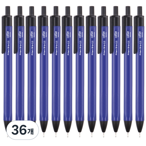 코멧 삼각 그립 중성 젤 펜 0.5mm, 블루, 36개
