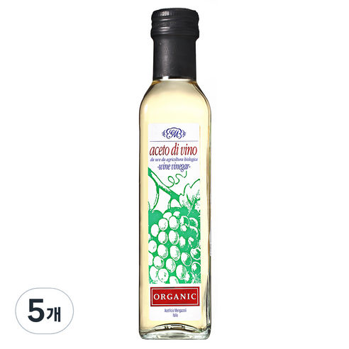 [멩가졸리] 유기농 와인 비네가, 유기농 화이트 와인, 250ml, 5개