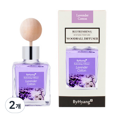 바이향 리프레싱 우드볼 디퓨져, 라벤더코튼, 100ml, 2개