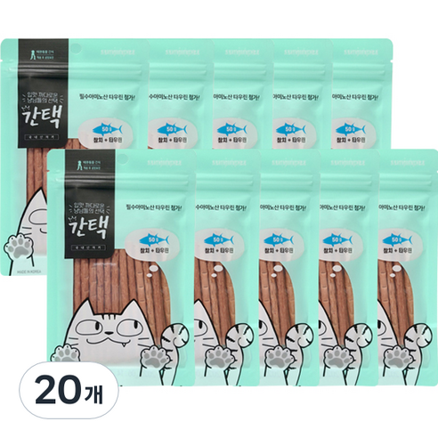 간택 고양이 져키 50g, 참치 + 타우린 혼합맛, 20개