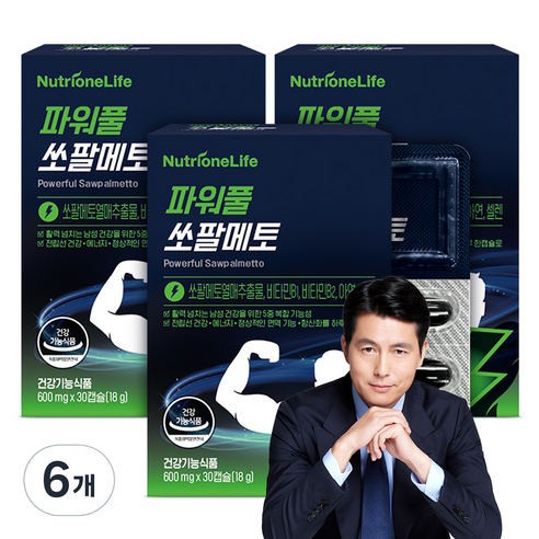 뉴트리원 파워풀 쏘팔메토 로르산 115, 30정, 6개