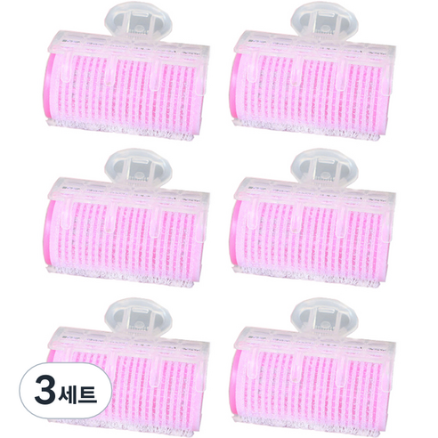 닐로 대형 헤어롤 6p + 집게 6p 세트, 핑크, 3세트