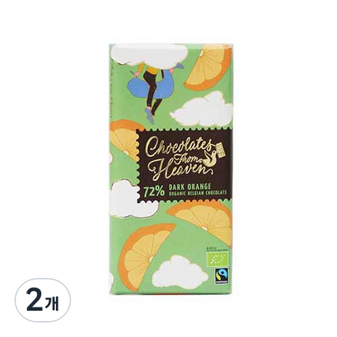 클린젤 초콜릿프롬헤븐 유기농 오렌지 초콜릿 72%, 100g, 2개