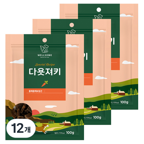 웰썸 강아지 다욧져키 동애등에 간식, 100g, 12개, 당근맛