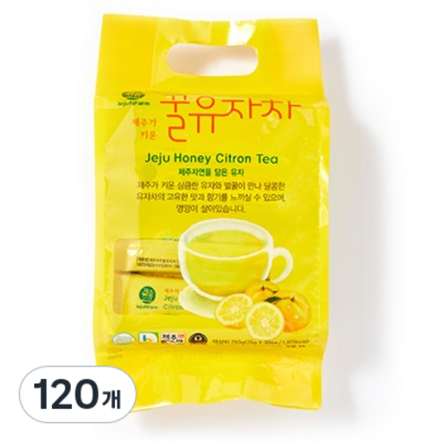제주엔팜 제주자연 꿀 유자차 스틱, 25g, 30개입, 4개