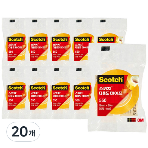 스카치 다용도 리필 셀로판 테이프 550 18mm x 20m, 20개