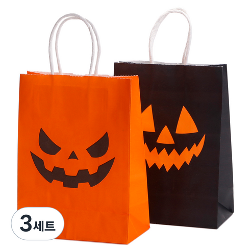 인디케이 할로윈 펌프킨 선물쇼핑백 2종 x 5p 세트, 블랙, 오렌지, 3세트