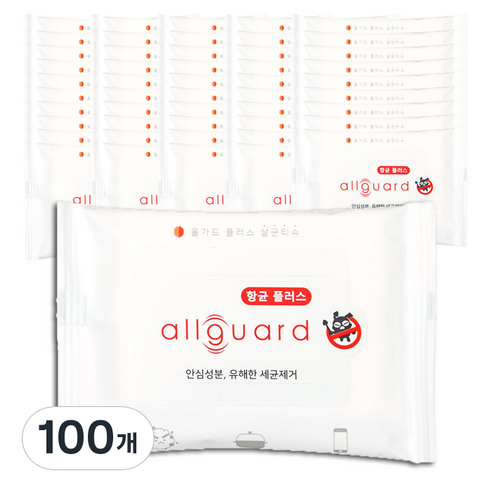 올가드 살균 소독 물티슈 휴대형, 10매, 100개