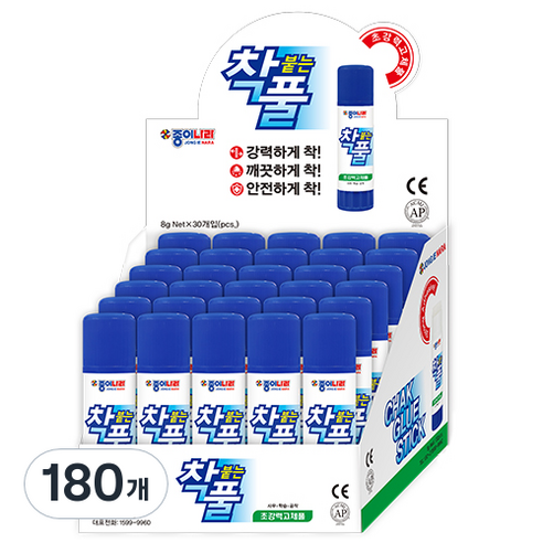 종이나라 착풀 딱풀, 8g, 180개