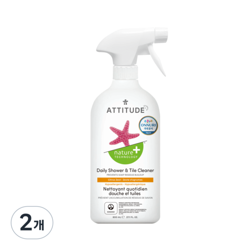 에티튜드 데일리 욕조 클리너 시트러스제스트 향, 800ml, 2개