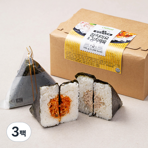 쉐푸드 점보삼각김밥 참치마요 앤 김치제육 5입, 765g, 3팩