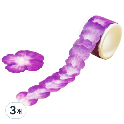 푸트로랩 콜라주 꽃잎 쌓인 테이프 30 x 30 mm 80p, 보라, 3개