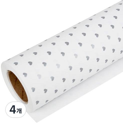 솔로몬샵 포인트하트 종이롤 포장지 대, 은색, 4개