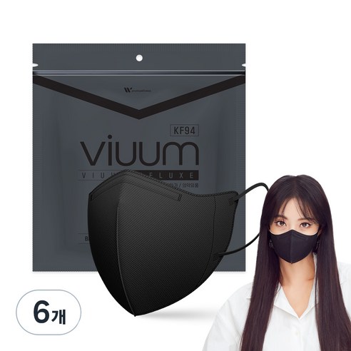 viuum 디럭스 컬러마스크 대형 KF94, 25개입, 6개, 블랙