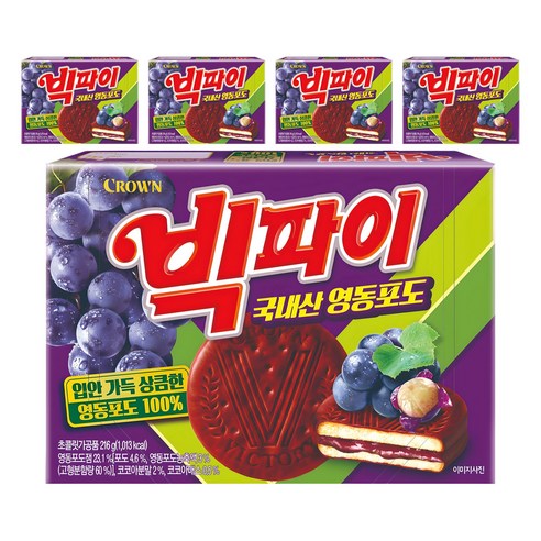 빅파이 영동포도 과자파이 중, 216g, 5개