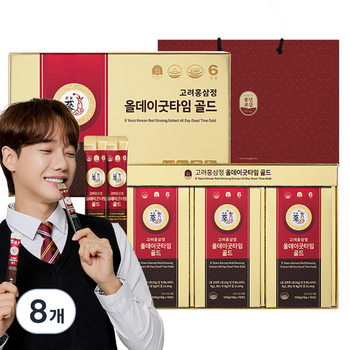 풍년보감 6년근 고려홍삼정 올데이굿타임 골드 30포 선물세트+쇼핑백, 300g, 8개