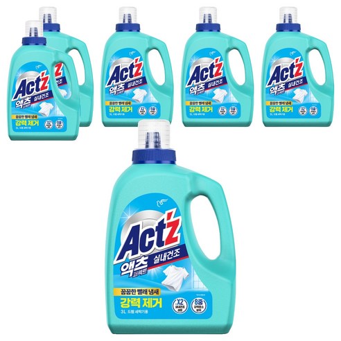 액츠 퍼펙트 실내건조 드럼용 액상세제 본품, 3L, 6개