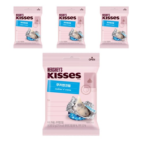 키세스 쿠키 앤 크림 초콜릿, 52g, 4개