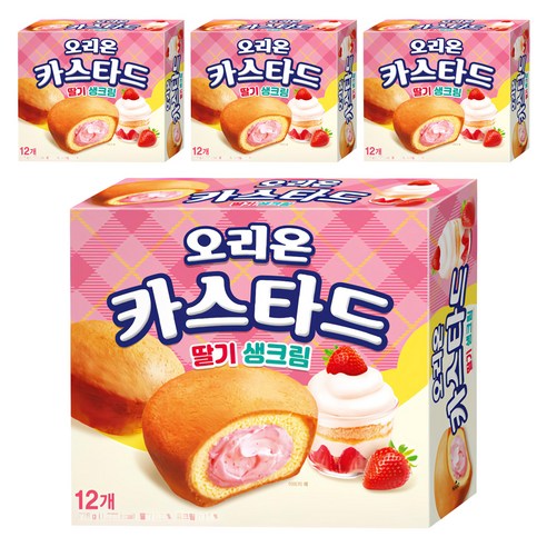 오리온 카스타드 딸기생크림, 276g, 4개