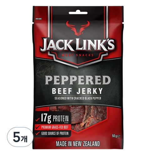 잭링크스 비프 져키 페퍼 육포, 50g, 5개
